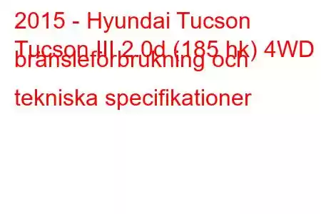 2015 - Hyundai Tucson
Tucson III 2.0d (185 hk) 4WD bränsleförbrukning och tekniska specifikationer