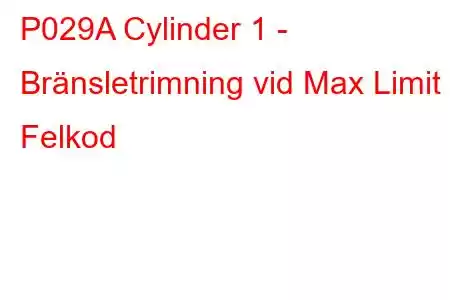 P029A Cylinder 1 - Bränsletrimning vid Max Limit Felkod