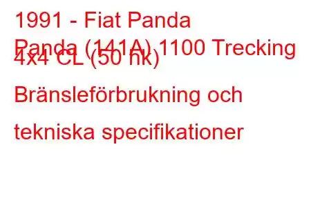 1991 - Fiat Panda
Panda (141A) 1100 Trecking 4x4 CL (50 hk) Bränsleförbrukning och tekniska specifikationer