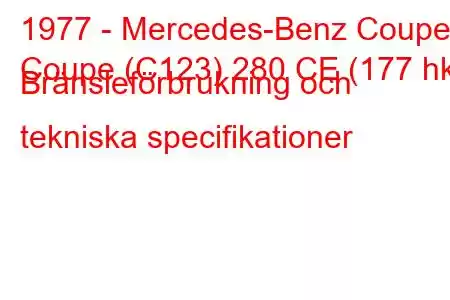 1977 - Mercedes-Benz Coupe
Coupe (C123) 280 CE (177 hk) Bränsleförbrukning och tekniska specifikationer