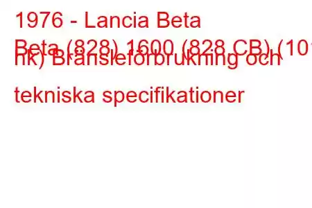 1976 - Lancia Beta
Beta (828) 1600 (828.CB) (101 hk) Bränsleförbrukning och tekniska specifikationer