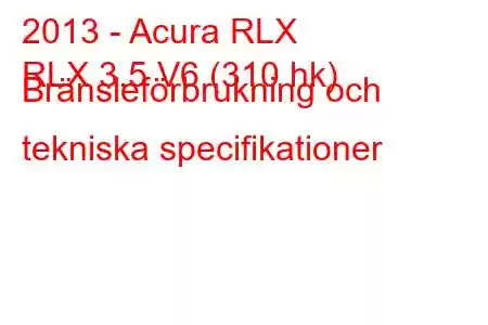 2013 - Acura RLX
RLX 3.5 V6 (310 hk) Bränsleförbrukning och tekniska specifikationer