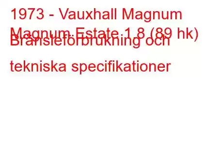 1973 - Vauxhall Magnum
Magnum Estate 1.8 (89 hk) Bränsleförbrukning och tekniska specifikationer