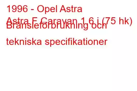 1996 - Opel Astra
Astra F Caravan 1,6 i (75 hk) Bränsleförbrukning och tekniska specifikationer