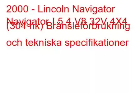 2000 - Lincoln Navigator
Navigator I 5.4 V8 32V 4X4 (304 hk) Bränsleförbrukning och tekniska specifikationer