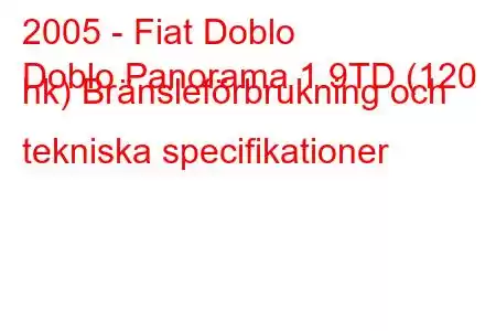 2005 - Fiat Doblo
Doblo Panorama 1.9TD (120 hk) Bränsleförbrukning och tekniska specifikationer