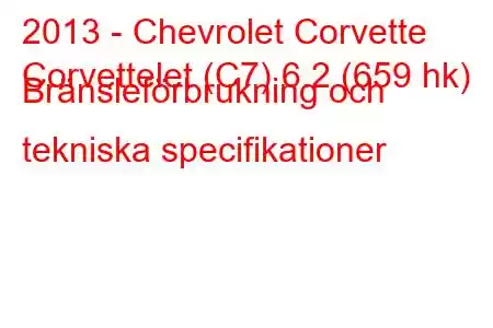 2013 - Chevrolet Corvette
Corvettelet (C7) 6.2 (659 hk) Bränsleförbrukning och tekniska specifikationer