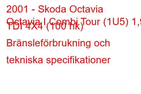 2001 - Skoda Octavia
Octavia I Combi Tour (1U5) 1,9 TDI 4X4 (100 hk) Bränsleförbrukning och tekniska specifikationer