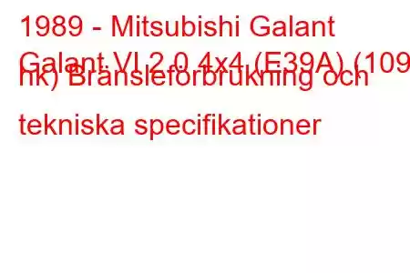 1989 - Mitsubishi Galant
Galant VI 2.0 4x4 (E39A) (109 hk) Bränsleförbrukning och tekniska specifikationer