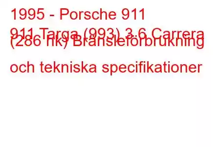 1995 - Porsche 911
911 Targa (993) 3.6 Carrera (286 hk) Bränsleförbrukning och tekniska specifikationer