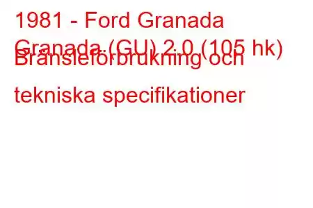 1981 - Ford Granada
Granada (GU) 2.0 (105 hk) Bränsleförbrukning och tekniska specifikationer