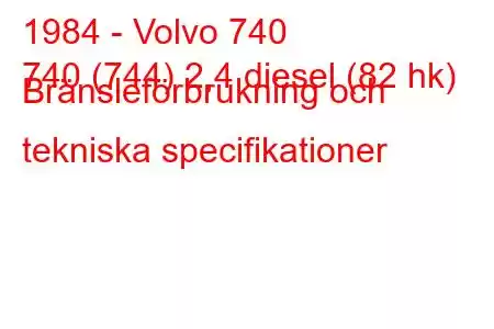 1984 - Volvo 740
740 (744) 2,4 diesel (82 hk) Bränsleförbrukning och tekniska specifikationer