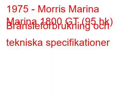 1975 - Morris Marina
Marina 1800 GT (95 hk) Bränsleförbrukning och tekniska specifikationer