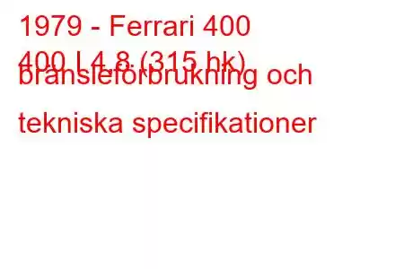 1979 - Ferrari 400
400 I 4,8 (315 hk) bränsleförbrukning och tekniska specifikationer