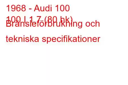 1968 - Audi 100
100 I 1,7 (80 hk) Bränsleförbrukning och tekniska specifikationer