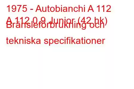 1975 - Autobianchi A 112
A 112 0,9 Junior (42 hk) Bränsleförbrukning och tekniska specifikationer