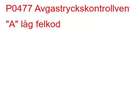 P0477 Avgastryckskontrollventil 