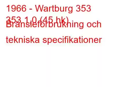 1966 - Wartburg 353
353 1,0 (45 hk) Bränsleförbrukning och tekniska specifikationer