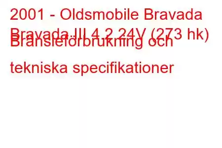 2001 - Oldsmobile Bravada
Bravada III 4.2 24V (273 hk) Bränsleförbrukning och tekniska specifikationer