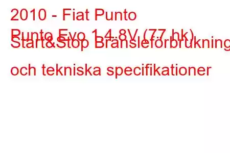 2010 - Fiat Punto
Punto Evo 1.4 8V (77 hk) Start&Stop Bränsleförbrukning och tekniska specifikationer