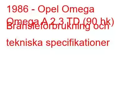 1986 - Opel Omega
Omega A 2.3 TD (90 hk) Bränsleförbrukning och tekniska specifikationer