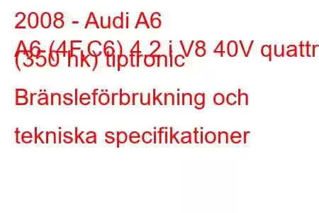 2008 - Audi A6
A6 (4F,C6) 4.2 i V8 40V quattro (350 hk) tiptronic Bränsleförbrukning och tekniska specifikationer