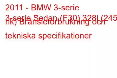 2011 - BMW 3-serie
3-serie Sedan (F30) 328i (245 hk) Bränsleförbrukning och tekniska specifikationer