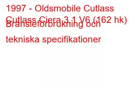 1997 - Oldsmobile Cutlass
Cutlass Ciera 3.1 V6 (162 hk) Bränsleförbrukning och tekniska specifikationer