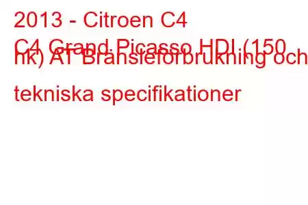 2013 - Citroen C4
C4 Grand Picasso HDI (150 hk) AT Bränsleförbrukning och tekniska specifikationer