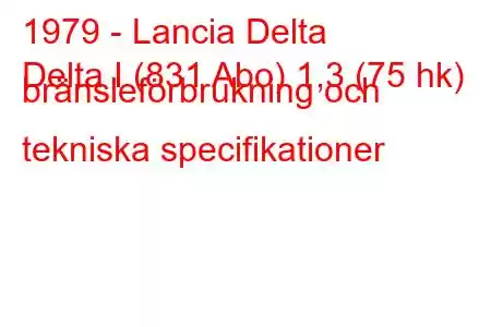 1979 - Lancia Delta
Delta I (831 Abo) 1,3 (75 hk) bränsleförbrukning och tekniska specifikationer