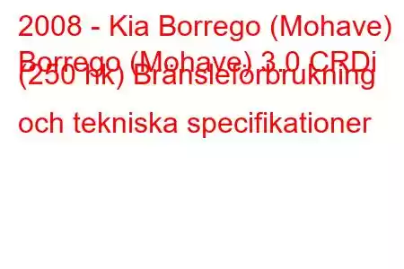 2008 - Kia Borrego (Mohave)
Borrego (Mohave) 3.0 CRDi (250 hk) Bränsleförbrukning och tekniska specifikationer