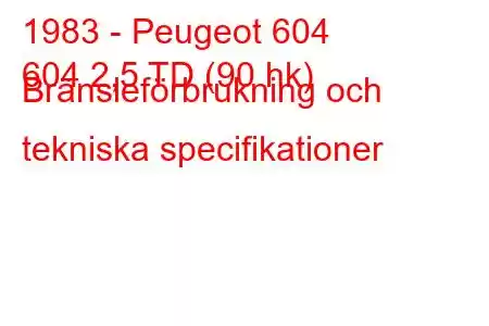 1983 - Peugeot 604
604 2,5 TD (90 hk) Bränsleförbrukning och tekniska specifikationer