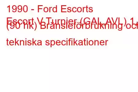 1990 - Ford Escorts
Escort V Turnier (GAL,AVL) 1,6 (90 hk) Bränsleförbrukning och tekniska specifikationer