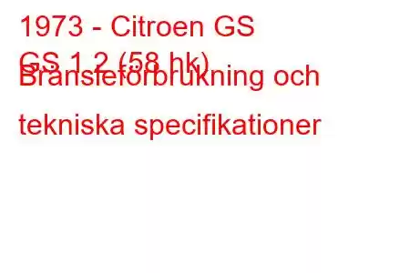 1973 - Citroen GS
GS 1.2 (58 hk) Bränsleförbrukning och tekniska specifikationer