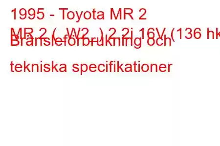 1995 - Toyota MR 2
MR 2 (_W2_) 2.2i 16V (136 hk) Bränsleförbrukning och tekniska specifikationer