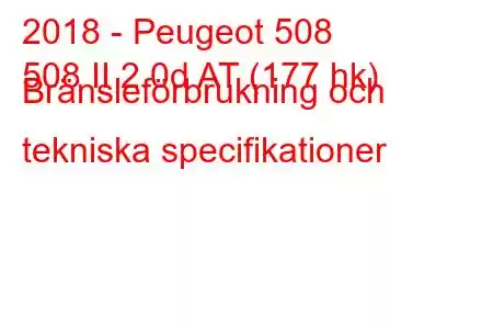 2018 - Peugeot 508
508 II 2.0d AT (177 hk) Bränsleförbrukning och tekniska specifikationer