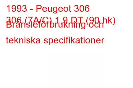 1993 - Peugeot 306
306 (7A/C) 1,9 DT (90 hk) Bränsleförbrukning och tekniska specifikationer