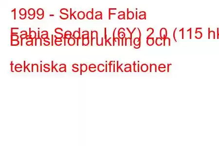 1999 - Skoda Fabia
Fabia Sedan I (6Y) 2.0 (115 hk) Bränsleförbrukning och tekniska specifikationer