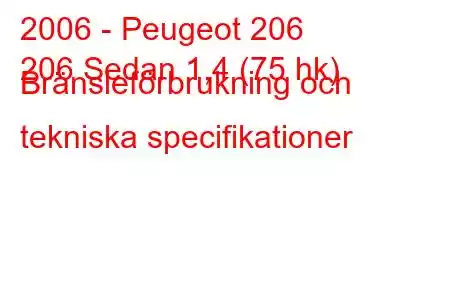 2006 - Peugeot 206
206 Sedan 1,4 (75 hk) Bränsleförbrukning och tekniska specifikationer