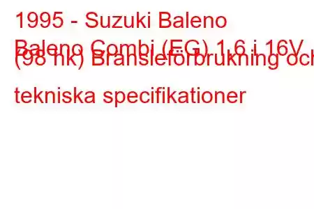 1995 - Suzuki Baleno
Baleno Combi (EG) 1,6 i 16V (98 hk) Bränsleförbrukning och tekniska specifikationer