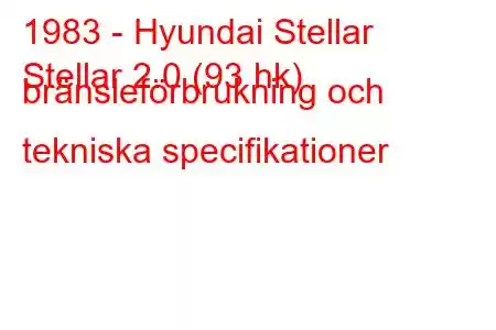 1983 - Hyundai Stellar
Stellar 2.0 (93 hk) bränsleförbrukning och tekniska specifikationer