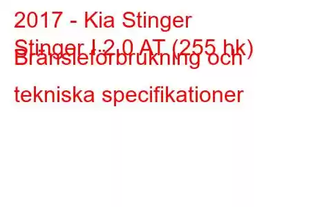 2017 - Kia Stinger
Stinger I 2.0 AT (255 hk) Bränsleförbrukning och tekniska specifikationer