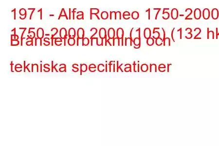 1971 - Alfa Romeo 1750-2000
1750-2000 2000 (105) (132 hk) Bränsleförbrukning och tekniska specifikationer