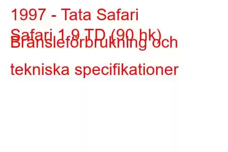 1997 - Tata Safari
Safari 1.9 TD (90 hk) Bränsleförbrukning och tekniska specifikationer