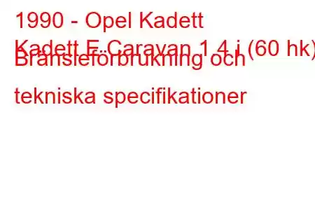 1990 - Opel Kadett
Kadett E Caravan 1.4 i (60 hk) Bränsleförbrukning och tekniska specifikationer