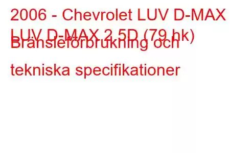 2006 - Chevrolet LUV D-MAX
LUV D-MAX 2.5D (79 hk) Bränsleförbrukning och tekniska specifikationer