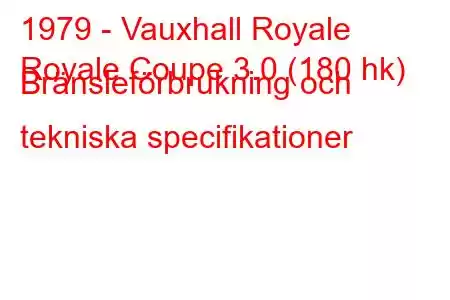 1979 - Vauxhall Royale
Royale Coupe 3.0 (180 hk) Bränsleförbrukning och tekniska specifikationer