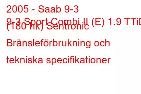 2005 - Saab 9-3
9-3 Sport Combi II (E) 1.9 TTiD (180 hk) Sentronic Bränsleförbrukning och tekniska specifikationer