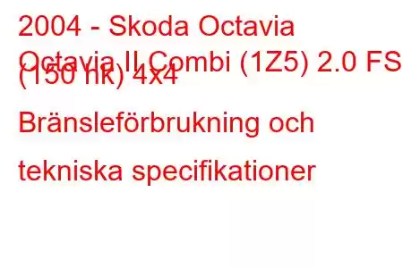 2004 - Skoda Octavia
Octavia II Combi (1Z5) 2.0 FSI (150 hk) 4x4 Bränsleförbrukning och tekniska specifikationer