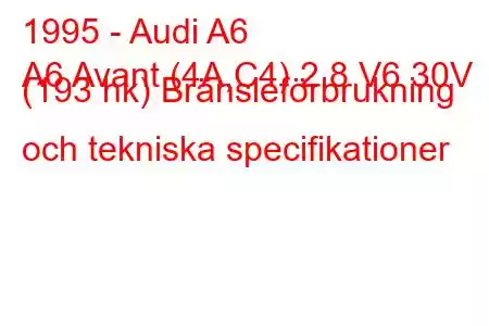 1995 - Audi A6
A6 Avant (4A,C4) 2,8 V6 30V (193 hk) Bränsleförbrukning och tekniska specifikationer